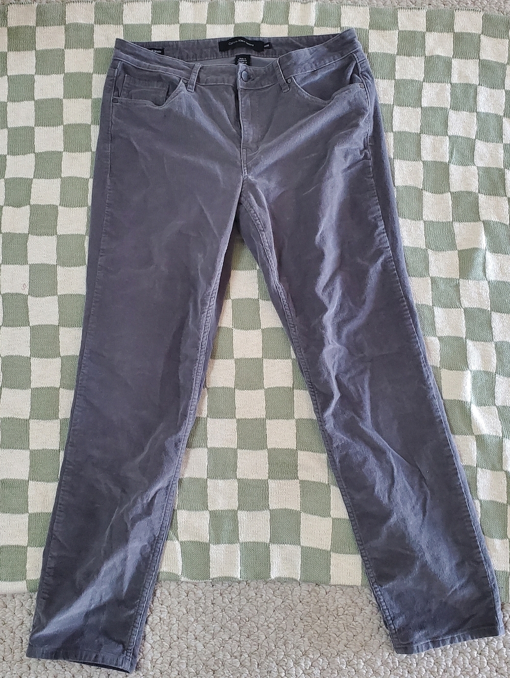 Calvin Klein Jeans Ultimate Skinny Womens 14X30 Grey Corduroy Pants Mid Rise